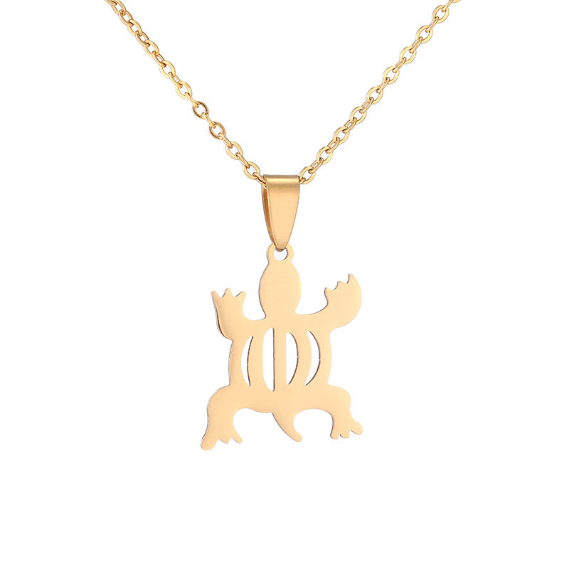 Collar con colgante de acero inoxidable Adinkra Gye Nyame geométrico con cadena tipo O, cadena de acero de titanio, estilo casual a la moda para unisex
