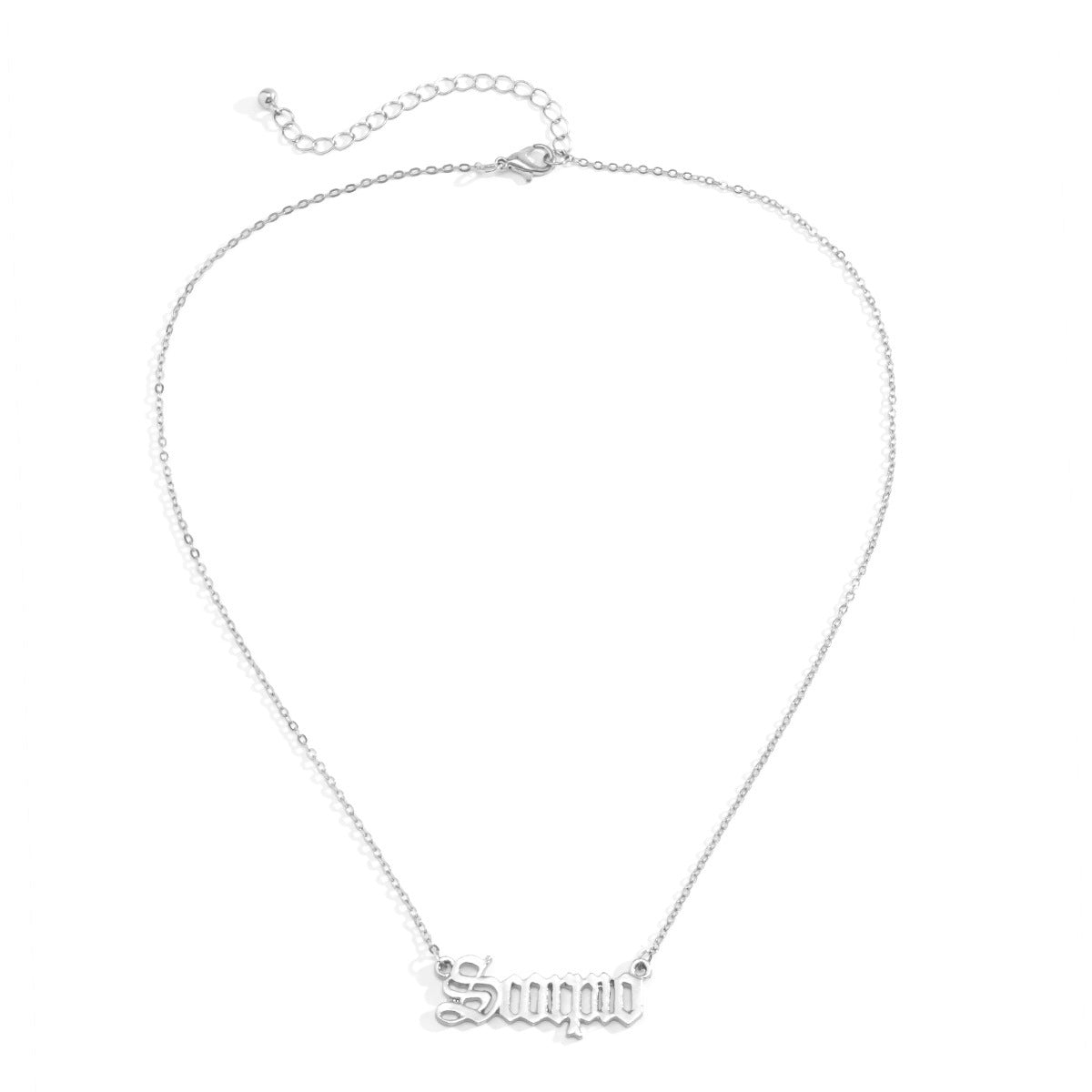 Minimalist Alloy Plated Letter Pendant Curb Chain Necklace for Women