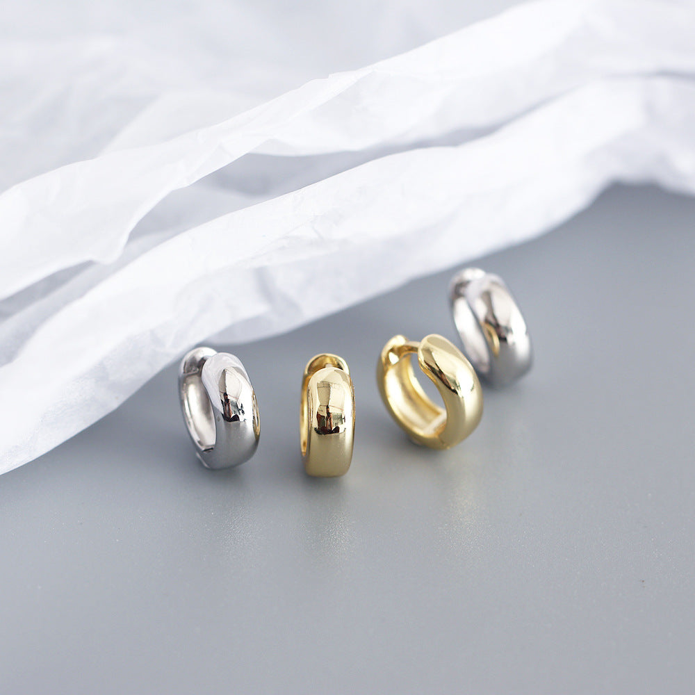 Minimalist 925 Sterling Silver Polished Round Hoop Earrings