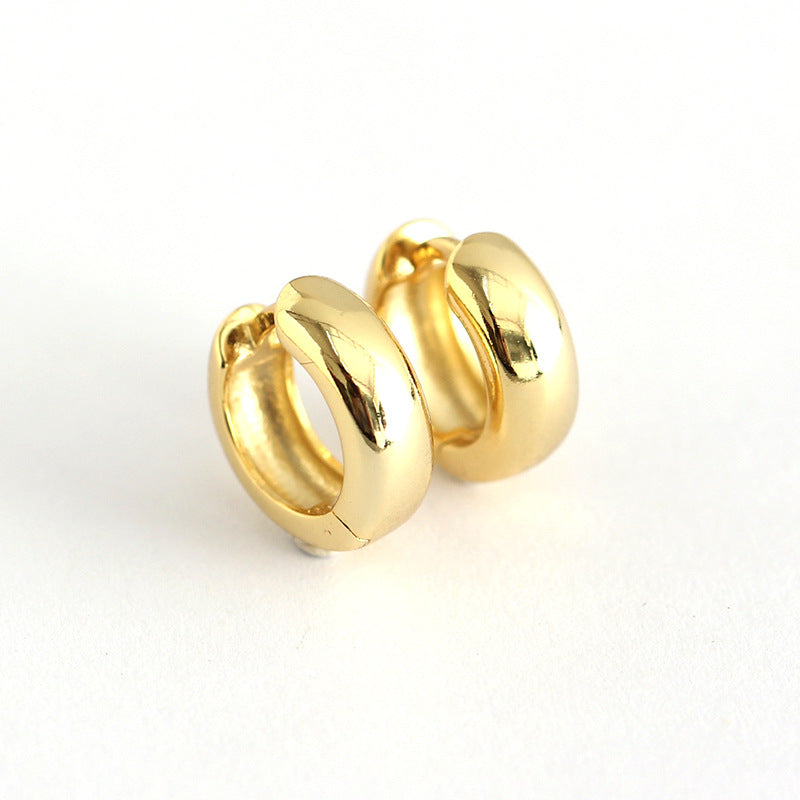 Minimalist 925 Sterling Silver Polished Round Hoop Earrings