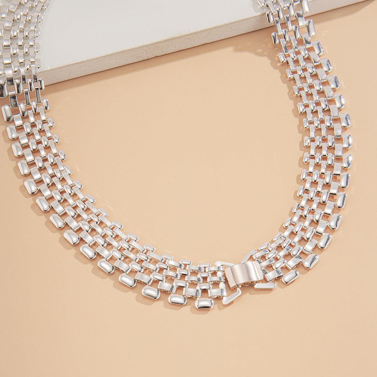 Collana Geometrica in Ferro da Donna, Catenina Fatta a Mano, Placcata, Stile Vintage Individualista