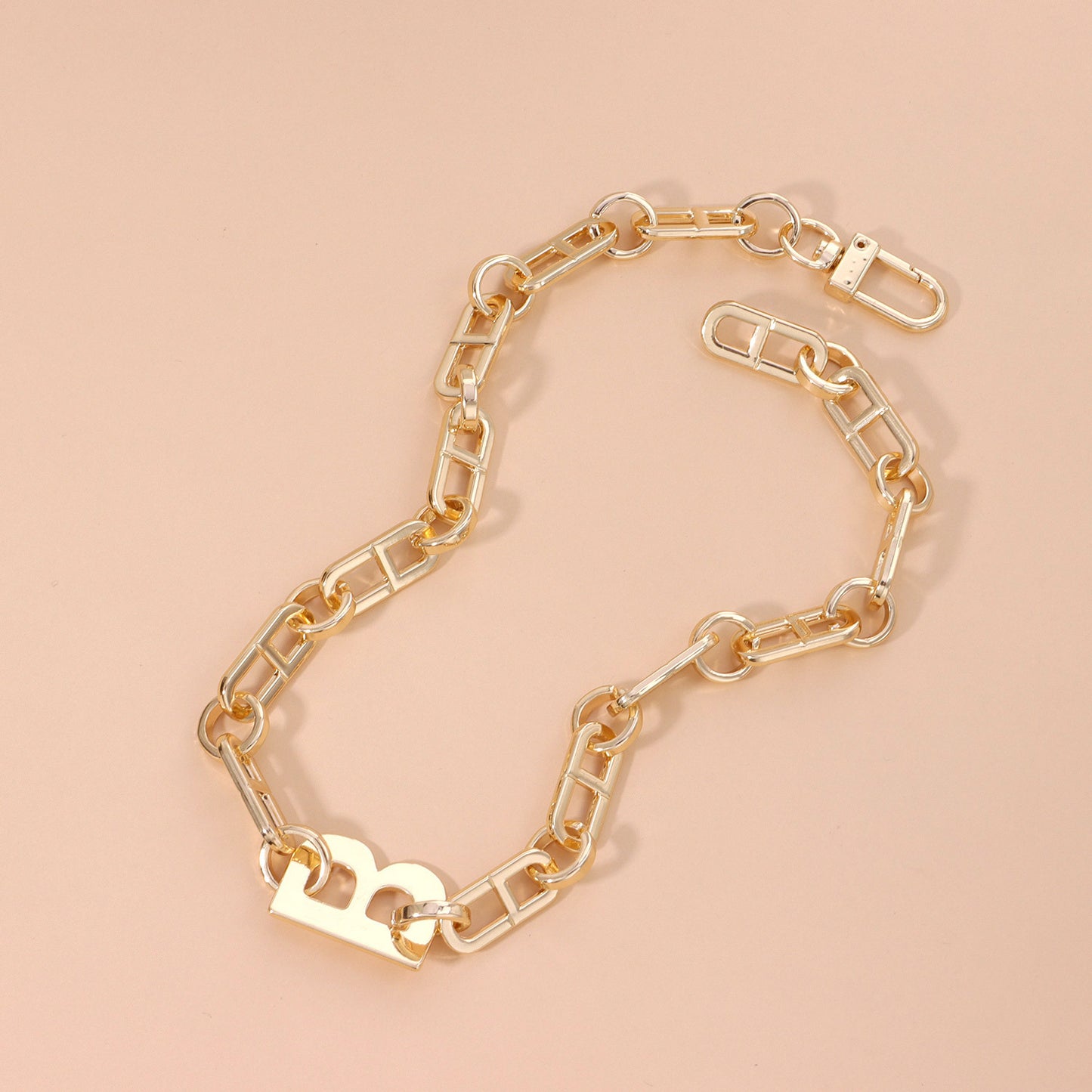 Minimalist Letter B Pendant Necklace for Women - Plated Alloy Statement Collar Chain