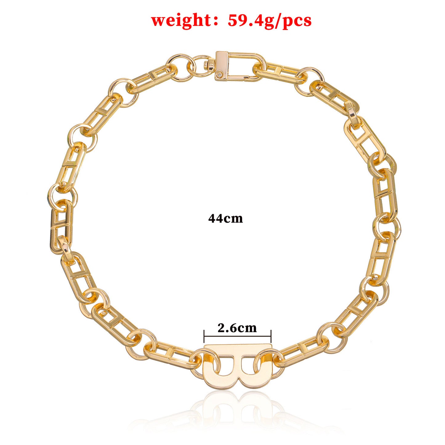 Minimalist Letter B Pendant Necklace for Women - Plated Alloy Statement Collar Chain