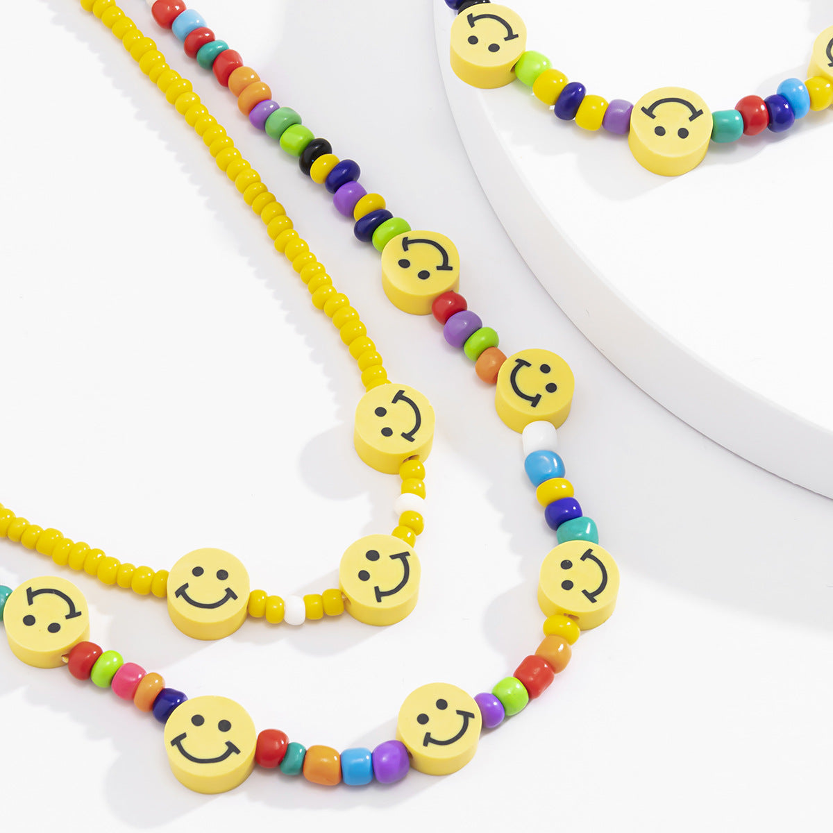 Minimalist Elegant Geometric Plated Resin Bead Necklace for Women
