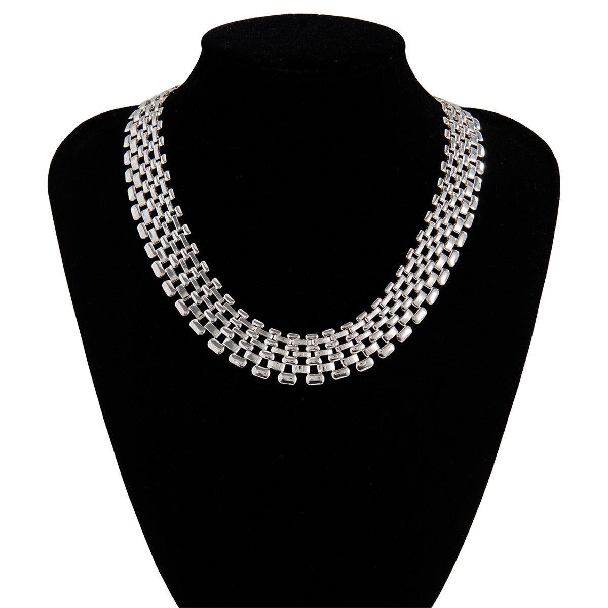 Collana Geometrica in Ferro da Donna, Catenina Fatta a Mano, Placcata, Stile Vintage Individualista