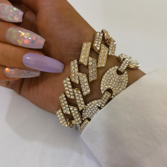 Geometric Alloy Chain Bracelet Set with Lines Pattern, Plated, Women's Fashion Jewelry, Unique Design for Travel Souvenir Gift