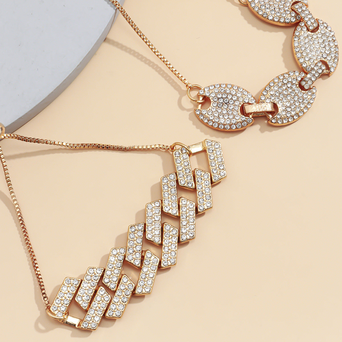 Set di Bracciali a Catena in Lega Geometrica con Motivo a Linee, Placcati, Gioielli di Moda Femminile, Design Unico per Regalo Souvenir di Viaggio