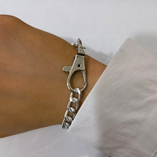 Bracciale da donna in lega geometrica minimalista, fatto a mano, con catena a strato singolo