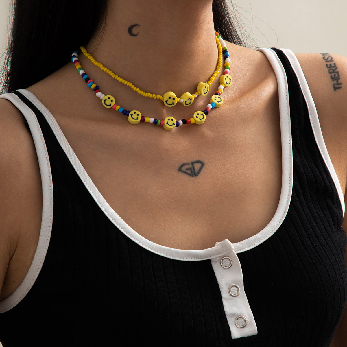 Minimalist Elegant Geometric Plated Resin Bead Necklace for Women