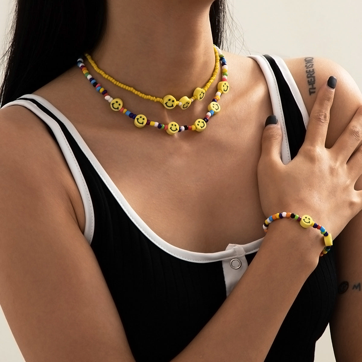 Minimalist Elegant Geometric Plated Resin Bead Necklace for Women