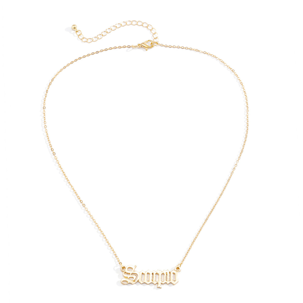Collar con dije de letra geométrica para mujer - Cadena de aleación vintage minimalista con incrustaciones de diamantes de imitación, cadena de hierro chapado en cobre, diseño elegante y atemporal