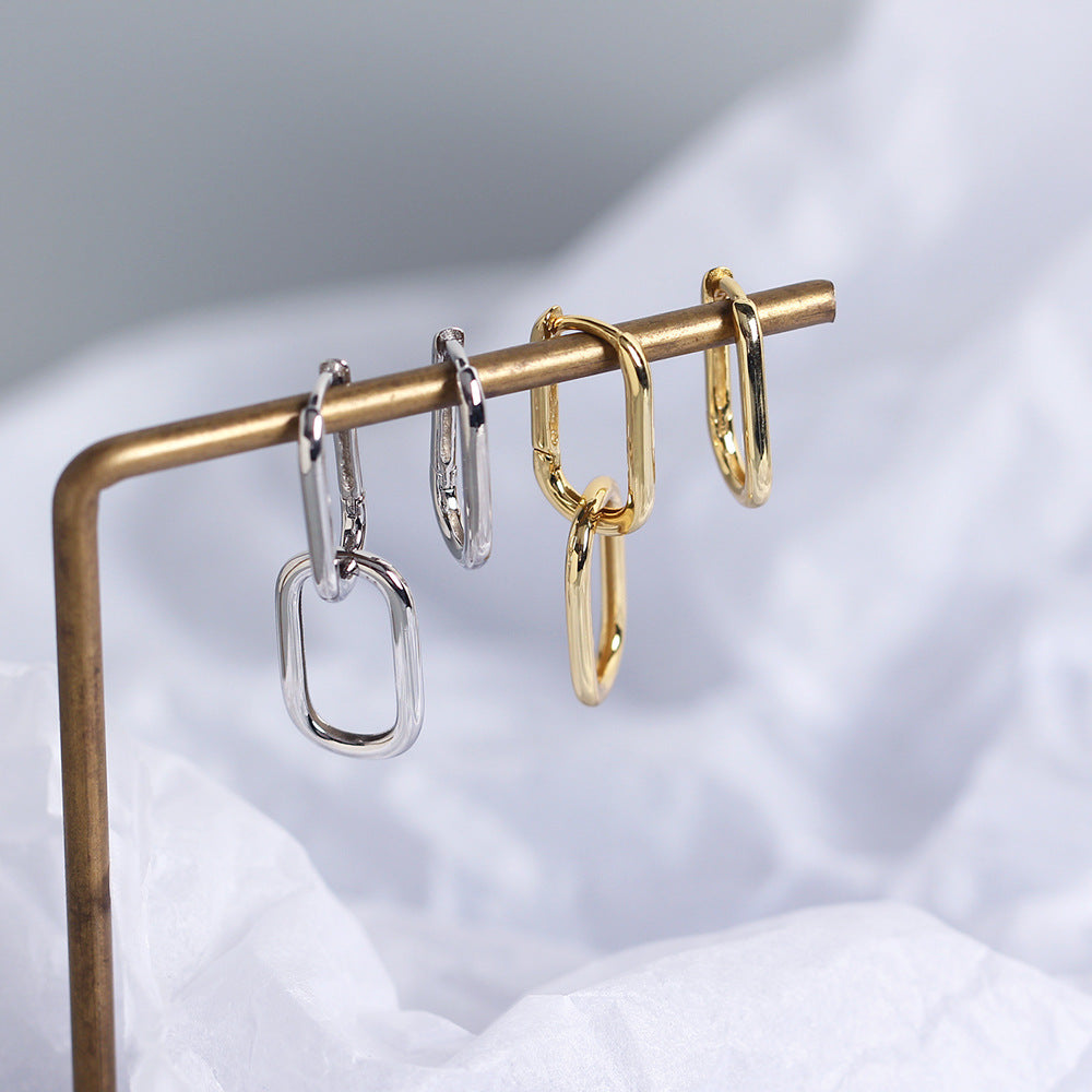 S925 Sterling Silver Geometric Ear Cuffs Minimalist Fashion Casual Earrings YHE0283