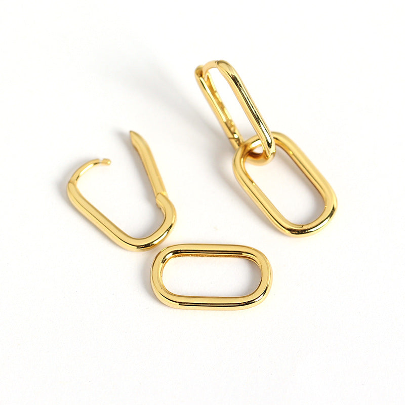 S925 Sterling Silver Geometric Ear Cuffs Minimalist Fashion Casual Earrings YHE0283