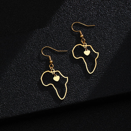 Orecchini a cuore geometrici dorati da donna, gioielli di moda in acciaio inossidabile, regalo elegante per lei