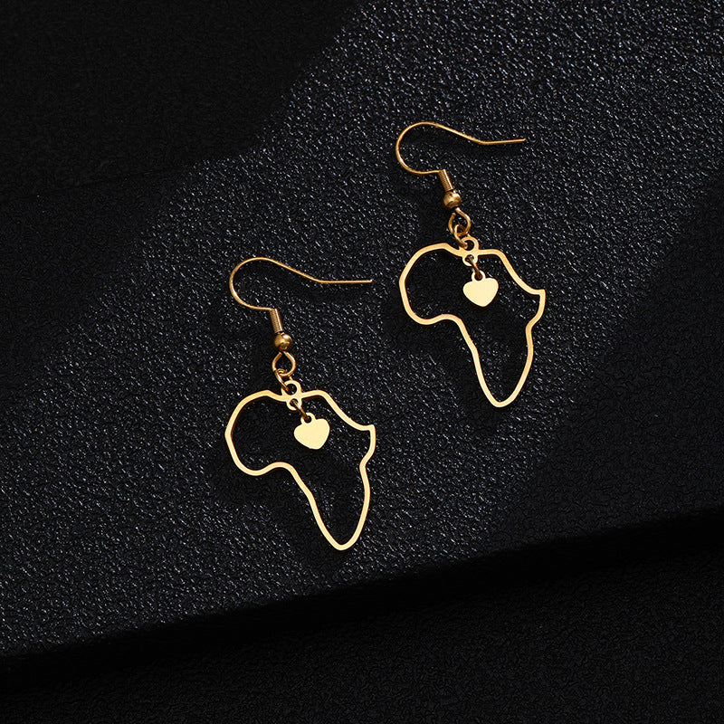 Conjunto de collar y pendientes de mujer de moda casual de acero inoxidable y titanio geométrico con cadena tipo O