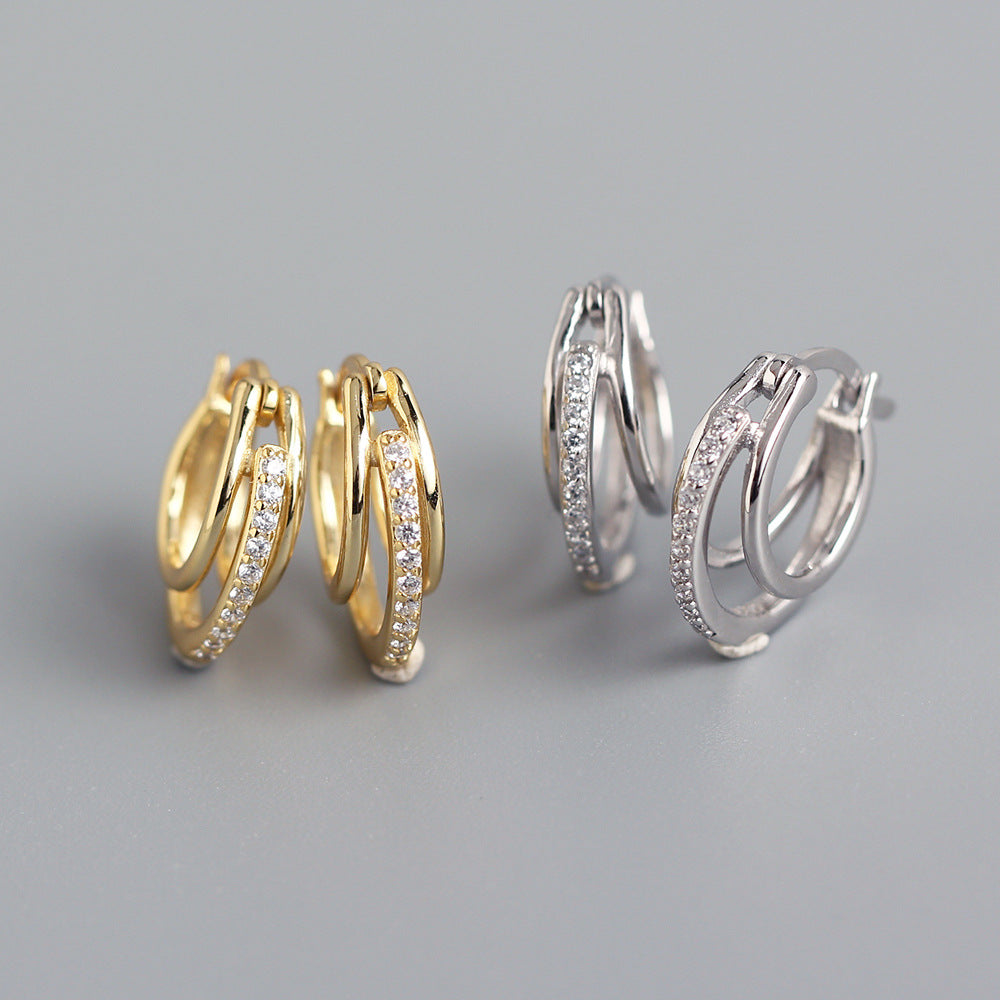 Orecchini a clip geometrici da donna e unisex in argento sterling S925, gioielli minimalisti di tendenza