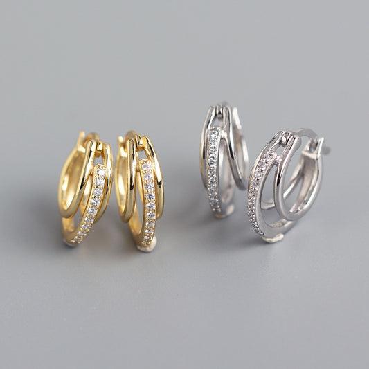 Orecchini a clip geometrici da donna e unisex in argento sterling S925, gioielli minimalisti di tendenza