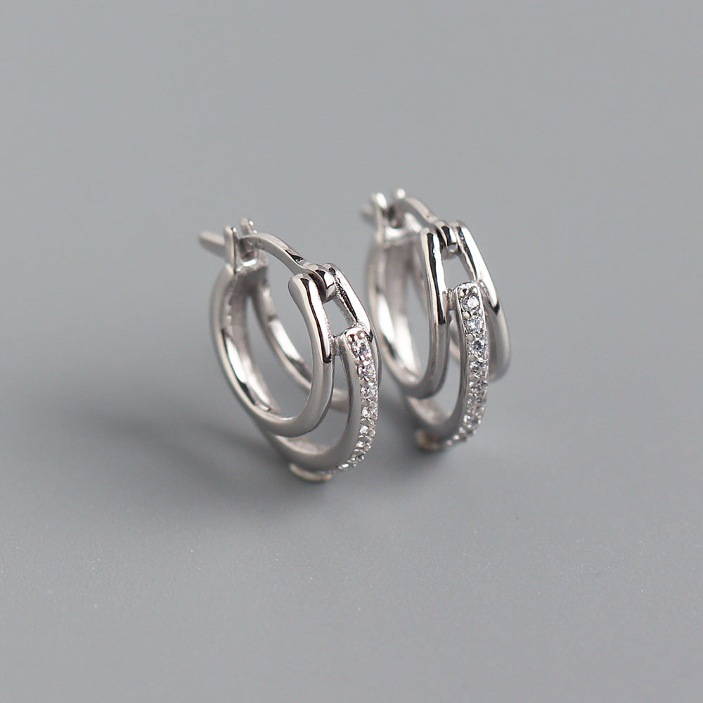 Orecchini a clip geometrici da donna e unisex in argento sterling S925, gioielli minimalisti di tendenza