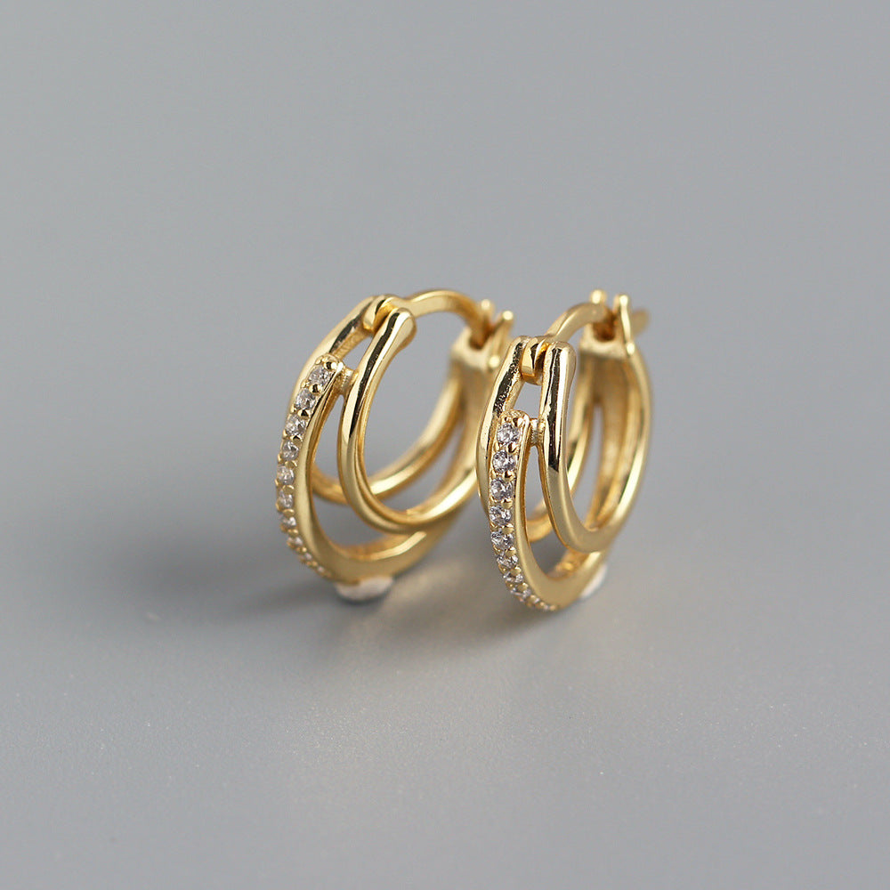 Orecchini a clip geometrici da donna e unisex in argento sterling S925, gioielli minimalisti di tendenza