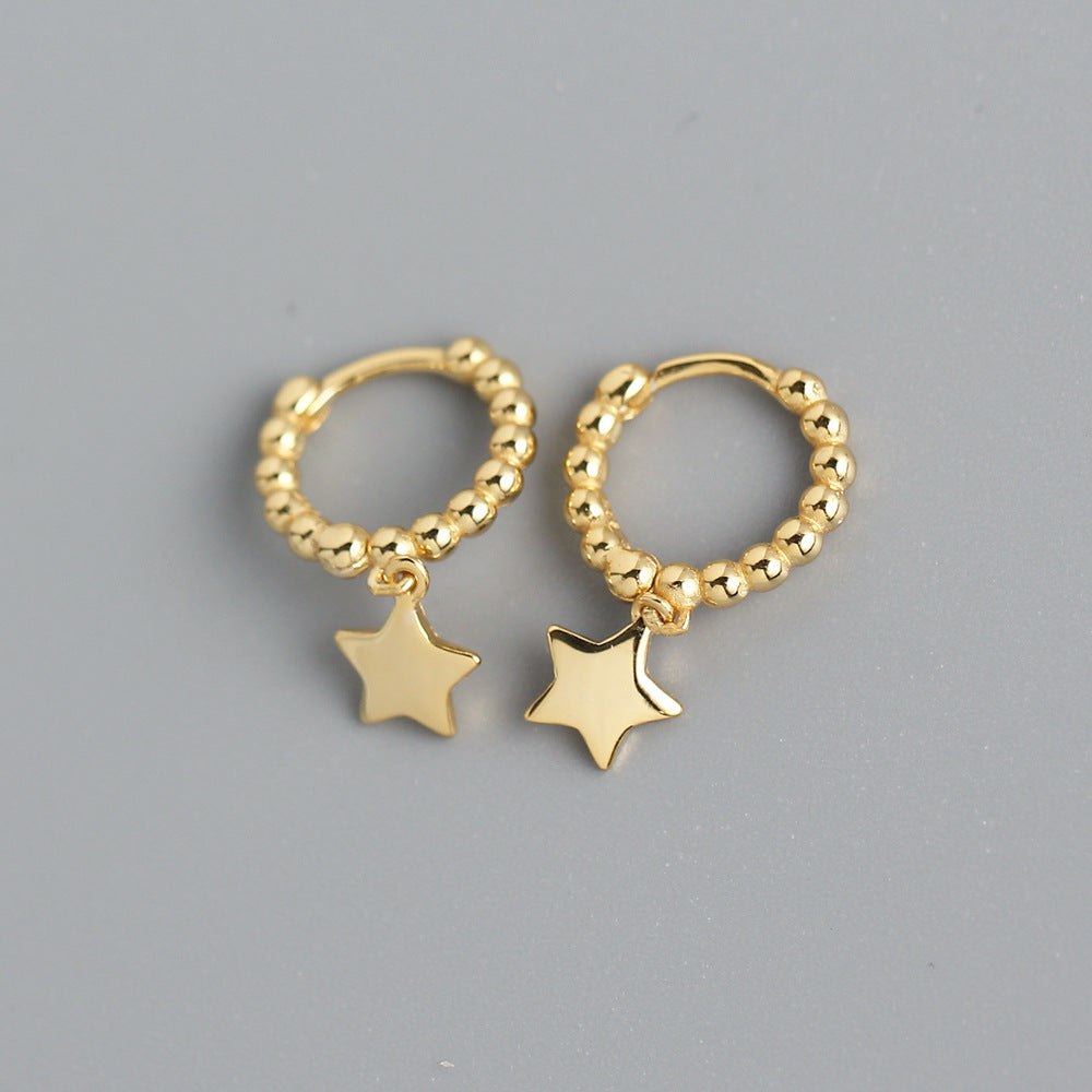 Orecchini a stella lucidi da donna in argento sterling 925, stile minimalista e delicato