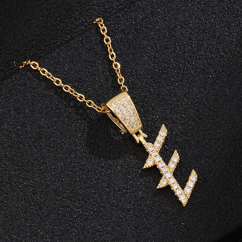 Collana con ciondolo a lettera in acciaio inossidabile con intarsio di strass, catena a O, regalo casual di moda per uomo e donna