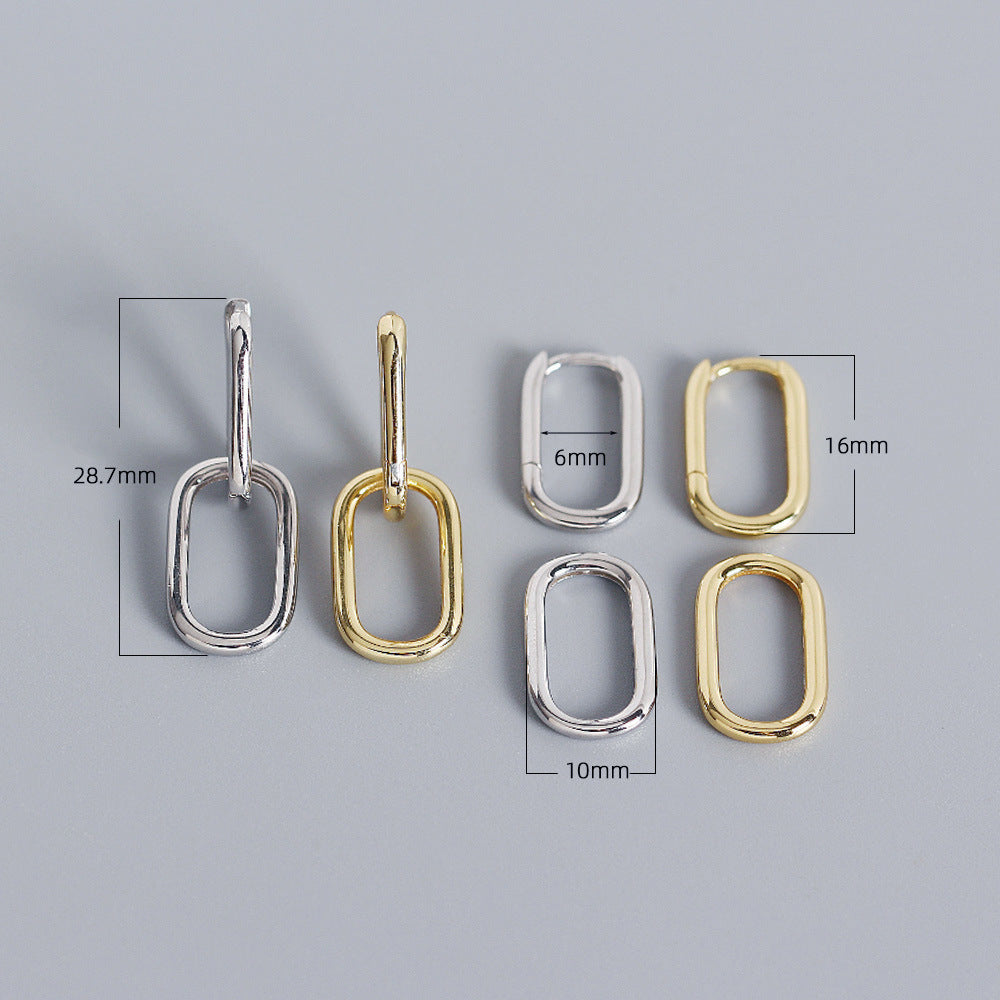 S925 Sterling Silver Geometric Ear Cuffs Minimalist Fashion Casual Earrings YHE0283