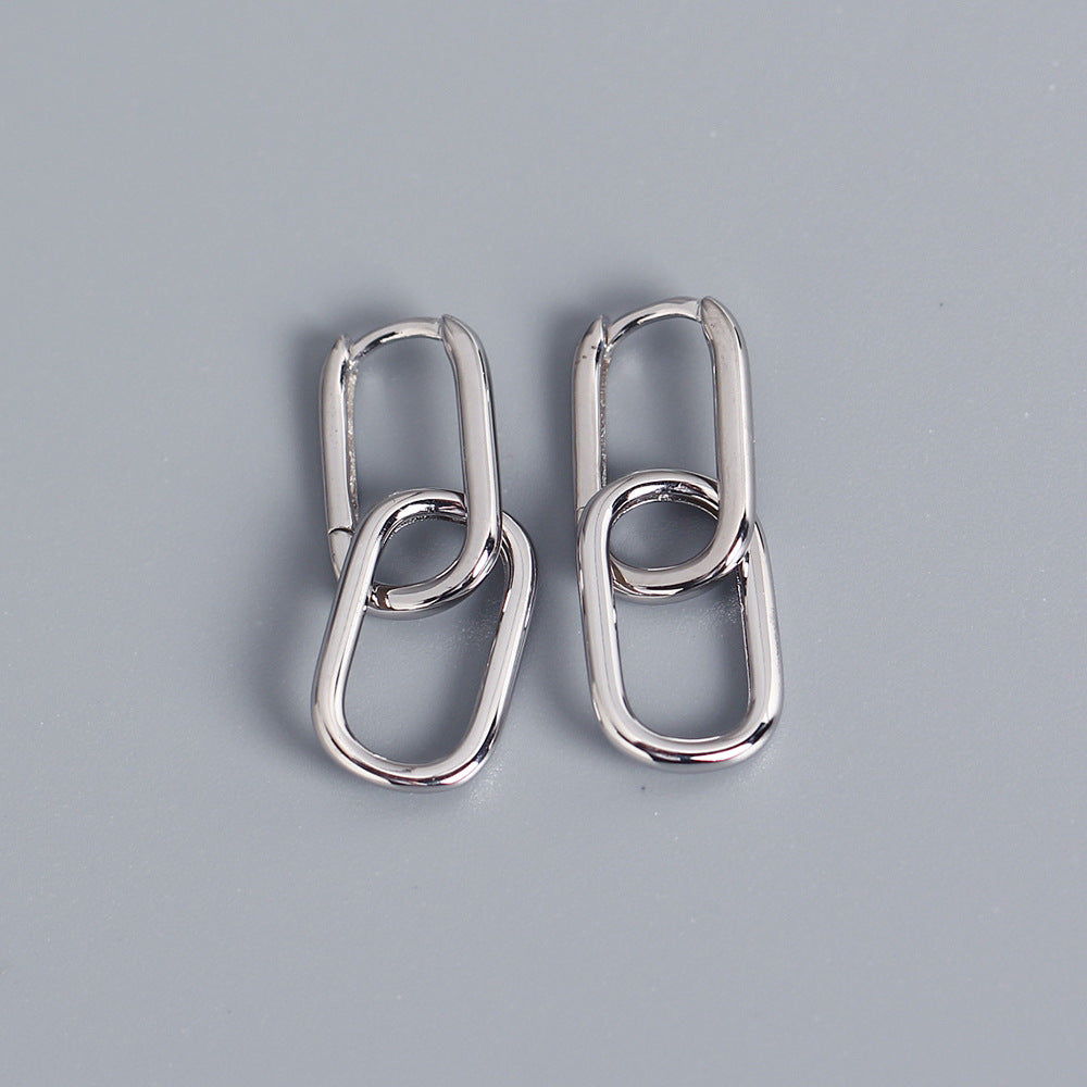 S925 Sterling Silver Geometric Ear Cuffs Minimalist Fashion Casual Earrings YHE0283