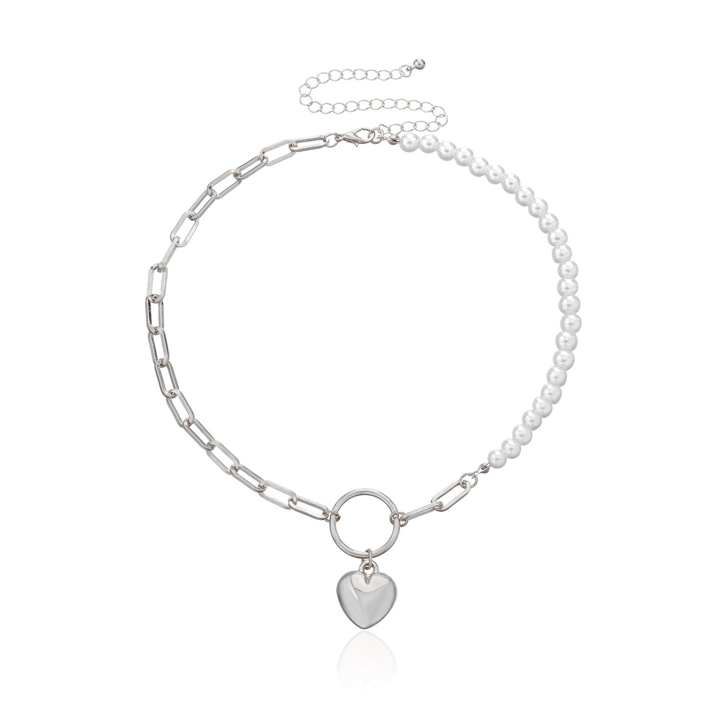 Women's Heart Geometric Alloy Pendant Necklace Hip-Hop Box Chain Style