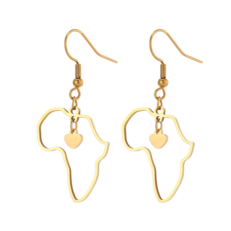 Orecchini a cuore geometrici dorati da donna, gioielli di moda in acciaio inossidabile, regalo elegante per lei