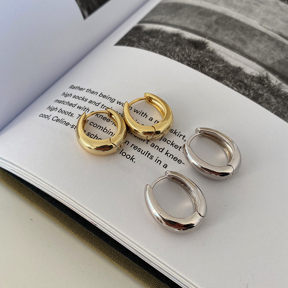 Orecchini a Cerchio Larghi Rotondi Geometrici Minimalisti in Argento Sterling 925