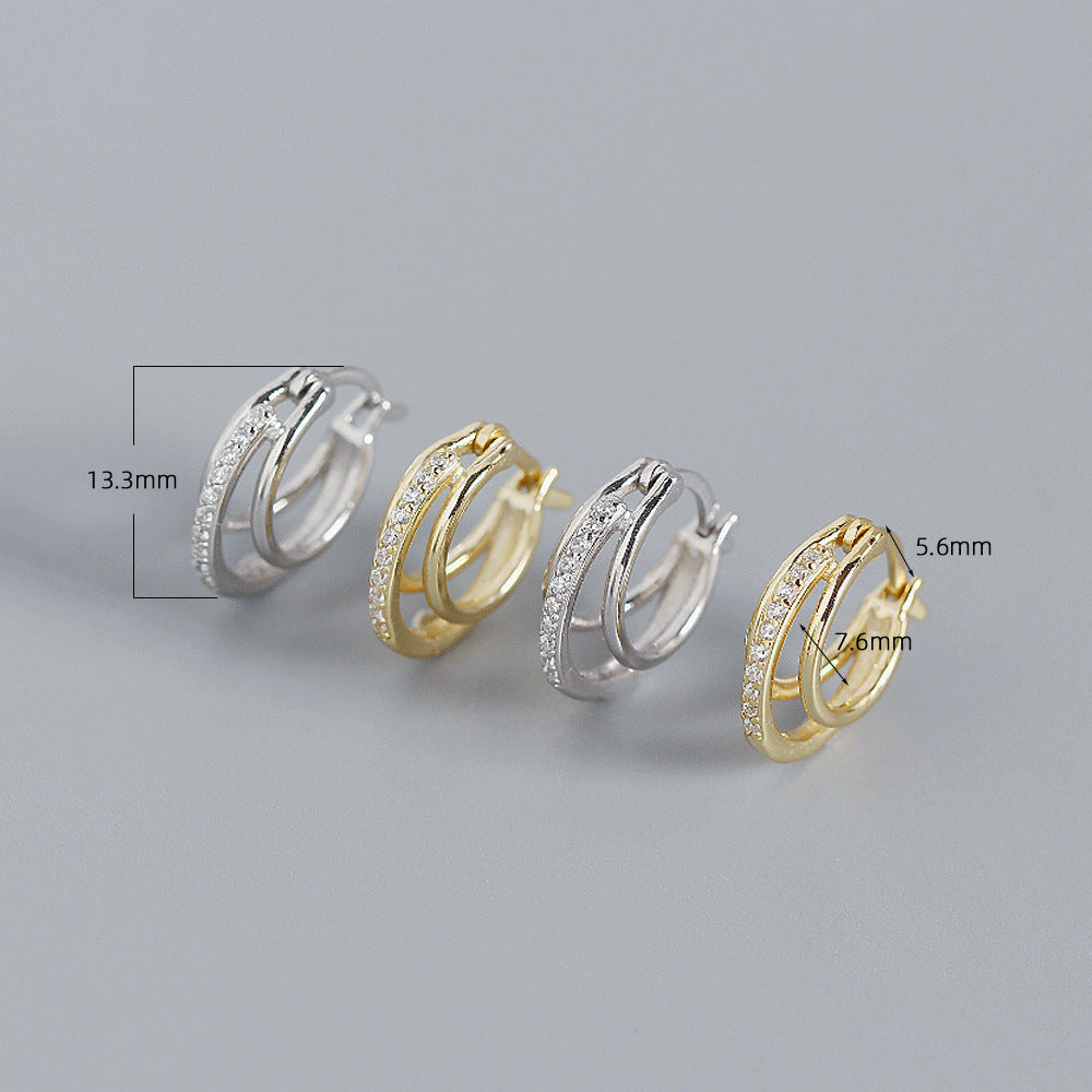 Orecchini a clip geometrici da donna e unisex in argento sterling S925, gioielli minimalisti di tendenza