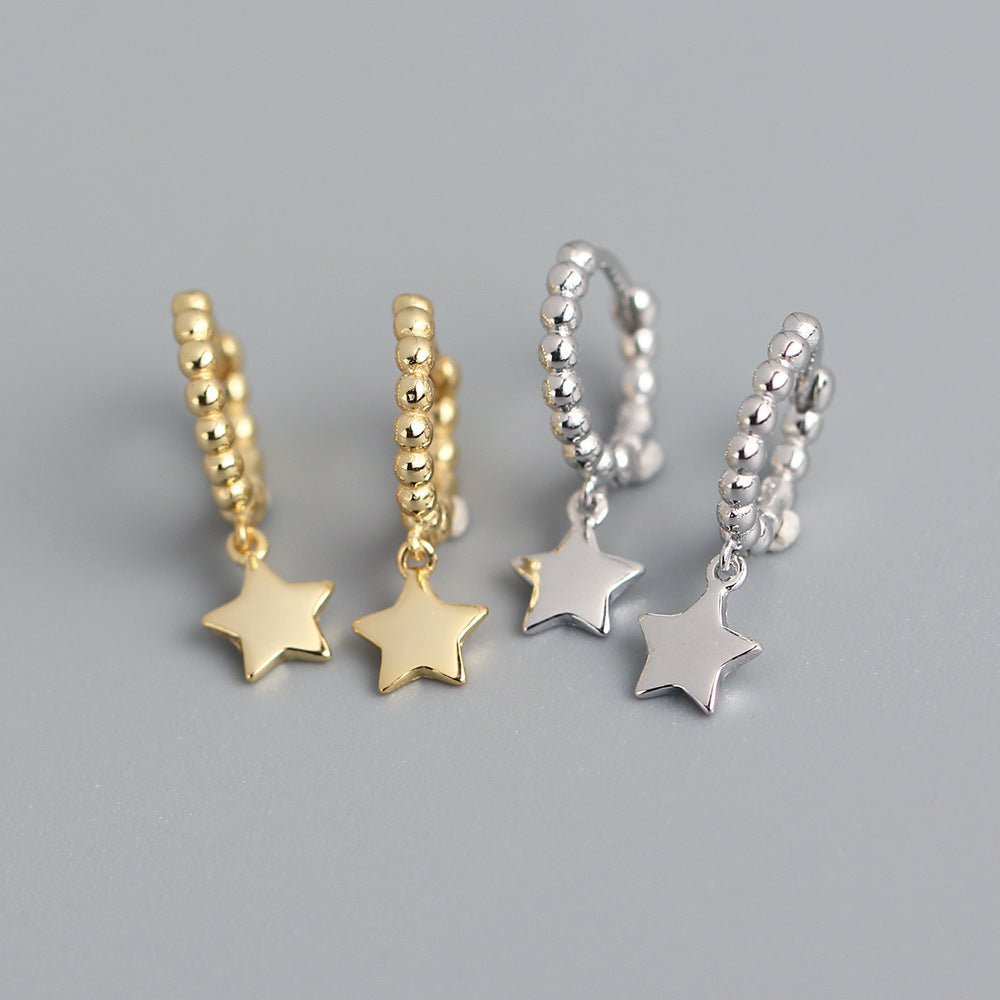 Orecchini a stella lucidi da donna in argento sterling 925, stile minimalista e delicato