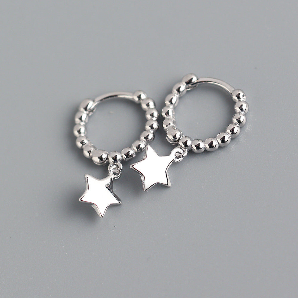Orecchini a stella lucidi da donna in argento sterling 925, stile minimalista e delicato
