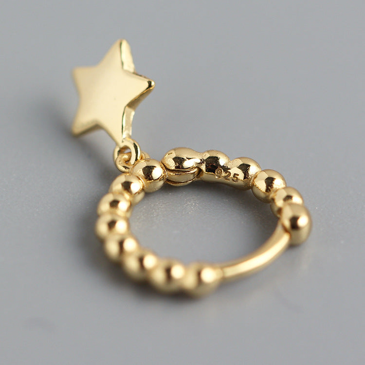 Orecchini a stella lucidi da donna in argento sterling 925, stile minimalista e delicato