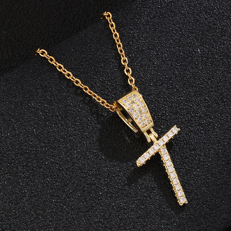 Collana con ciondolo a lettera in acciaio inossidabile con intarsio di strass, catena a O, regalo casual di moda per uomo e donna