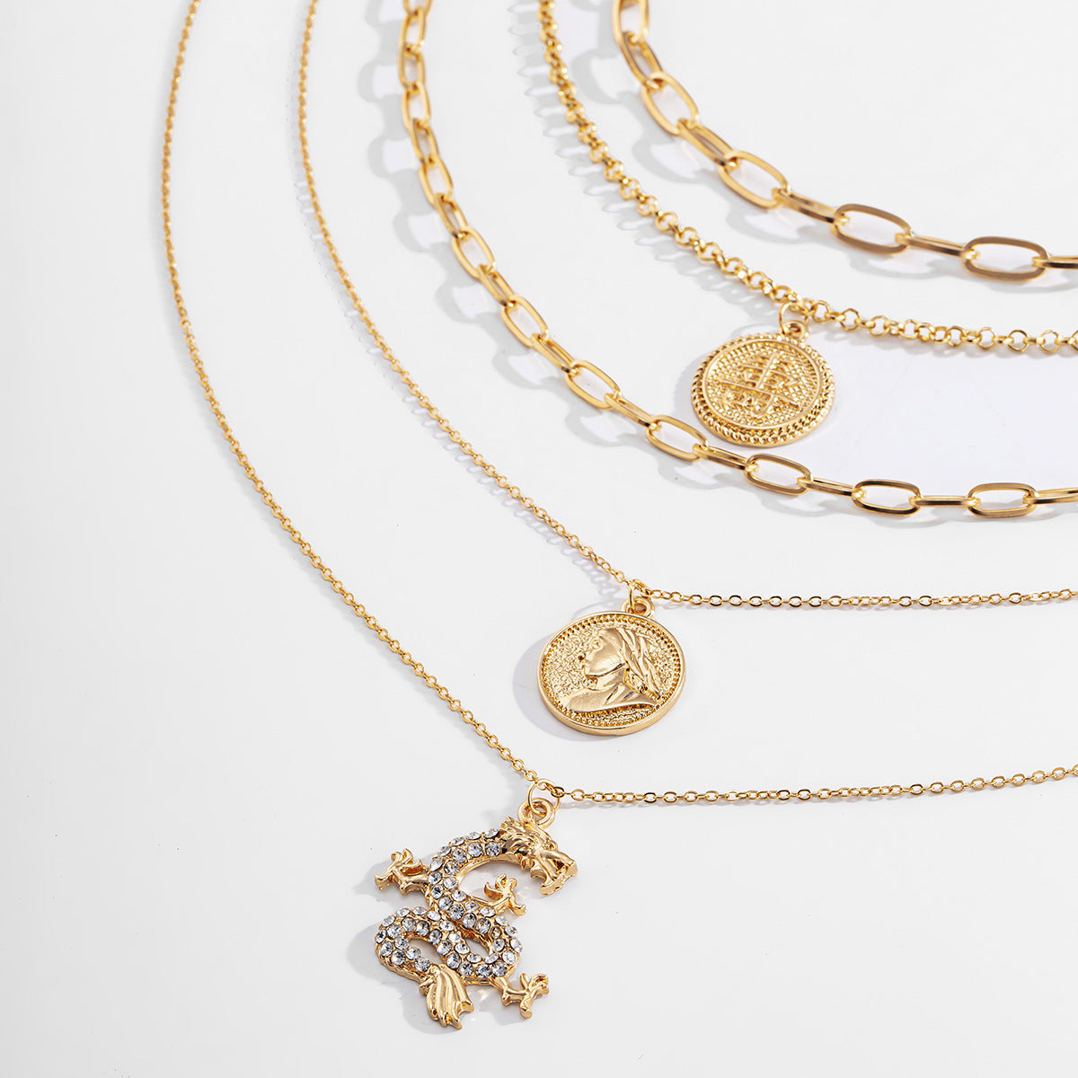 Geometric Letter Vintage Alloy Cross Chain Necklace for Women