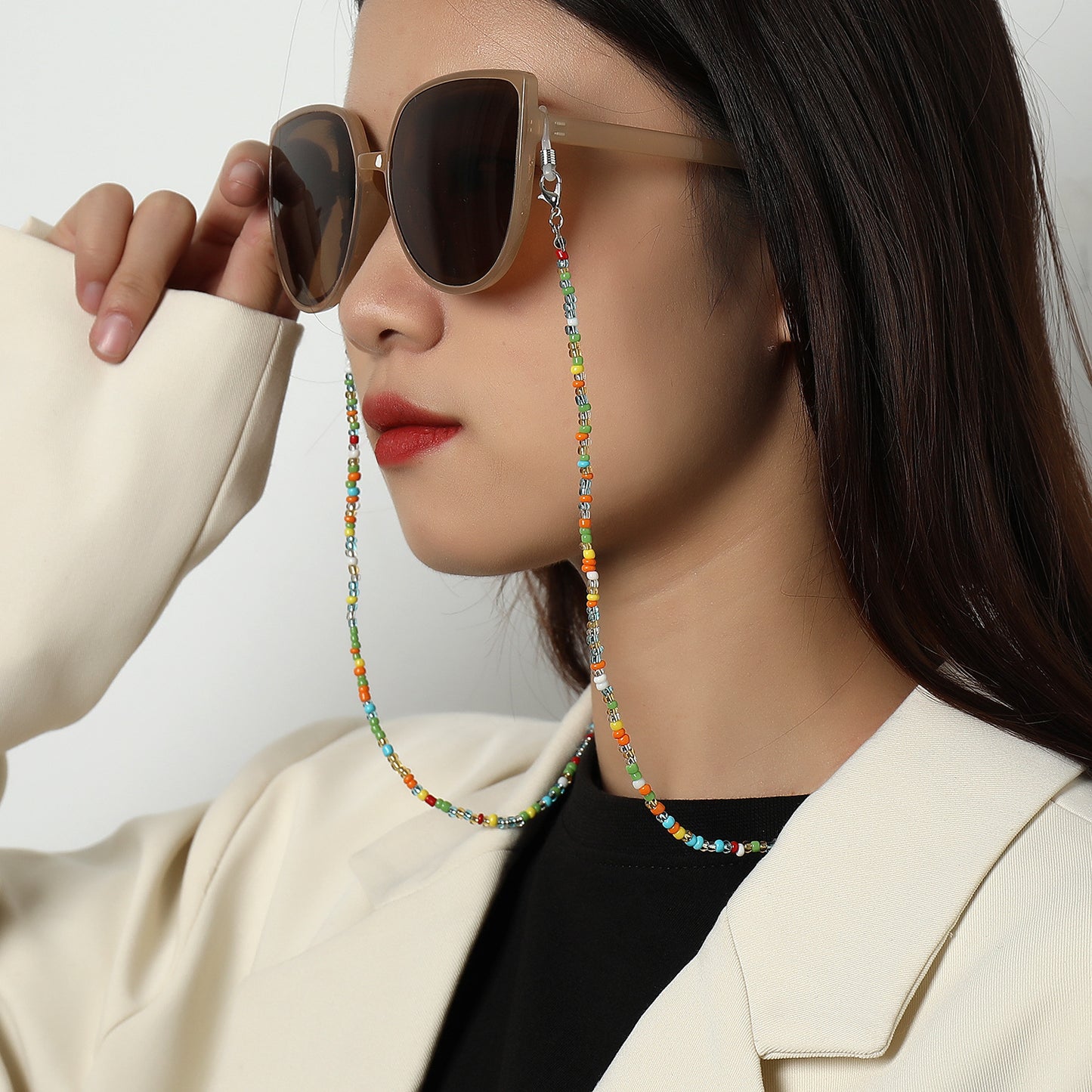 Fashion Multicolor Glass Beads Eyeglass Chain for Women