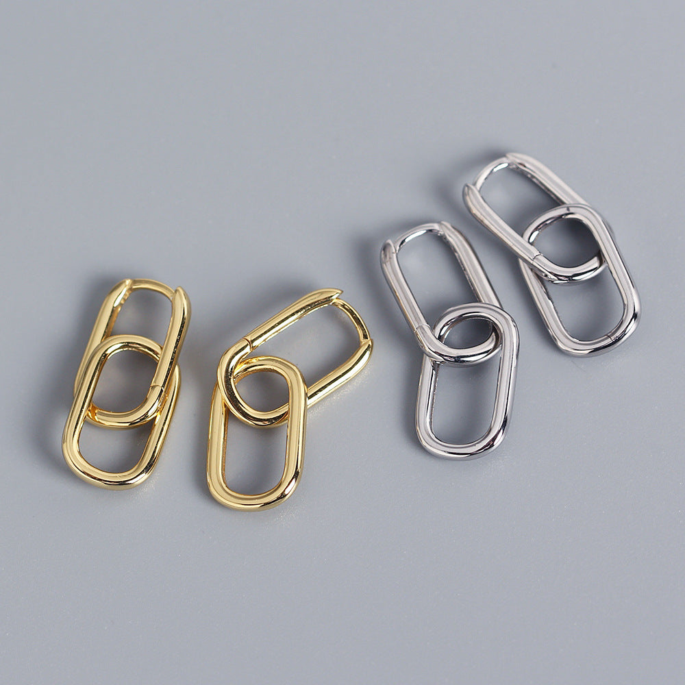 S925 Sterling Silver Geometric Ear Cuffs Minimalist Fashion Casual Earrings YHE0283