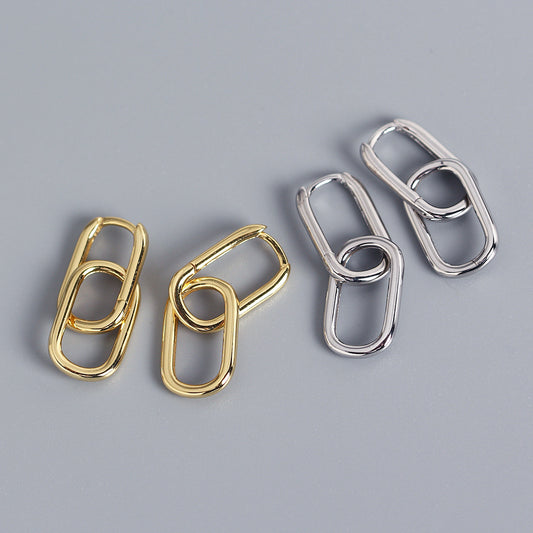 Pendientes de plata de ley 925 con diseño geométrico, estilo minimalista e informal YHE0283