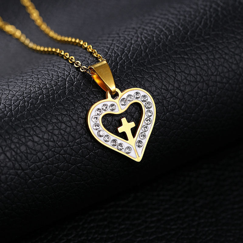 Collar con Cruz de Moda para Mujer, Cadena O de Acero de Titanio, Joyería Chapada, Regalo de Tendencia