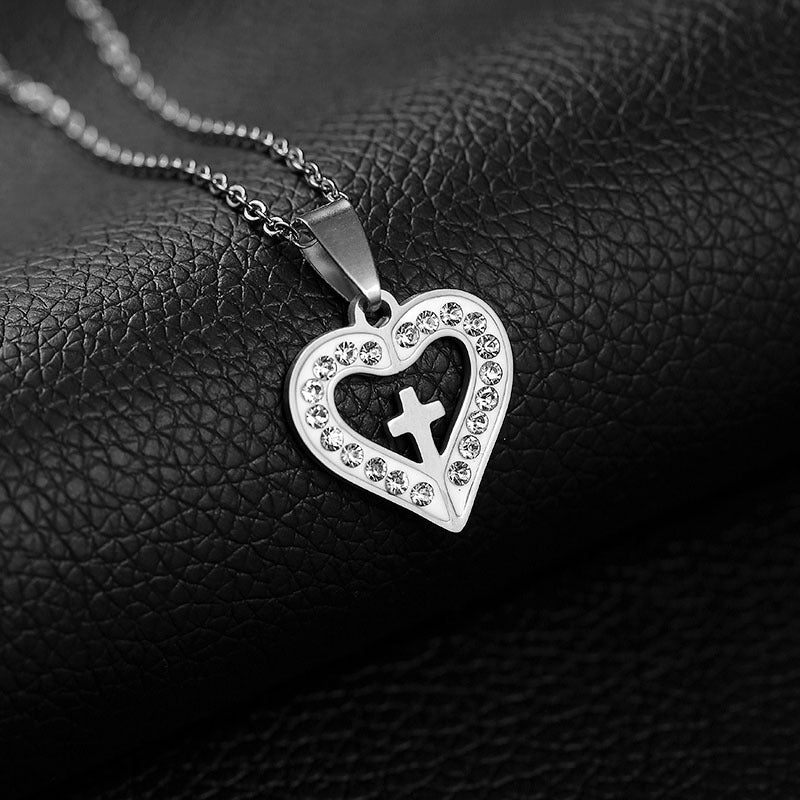 Collar con Cruz de Moda para Mujer, Cadena O de Acero de Titanio, Joyería Chapada, Regalo de Tendencia