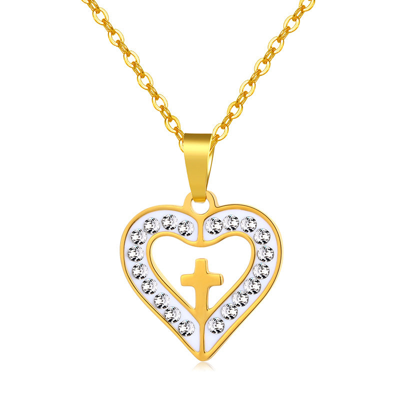 Collar con Cruz de Moda para Mujer, Cadena O de Acero de Titanio, Joyería Chapada, Regalo de Tendencia