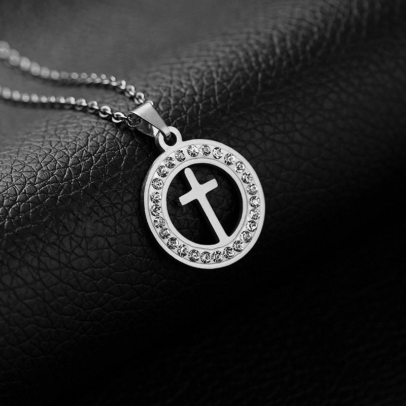 Collar con Cruz de Moda para Mujer, Cadena O de Acero de Titanio, Joyería Chapada, Regalo de Tendencia