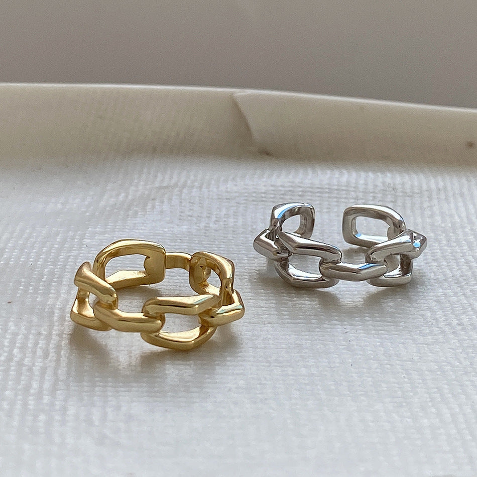 Minimalist Sweet 925 Sterling Silver Geometric Mobius Open Ring for Women