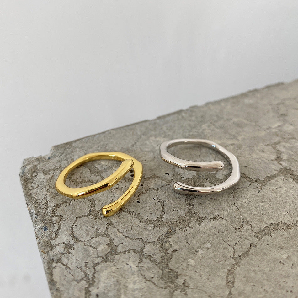 Minimalist Punk Sweet 925 Sterling Silver Geometric Ring for Couples