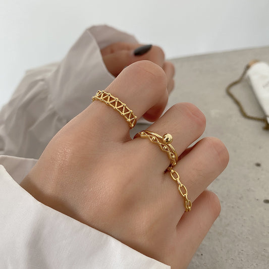 Anillo Redondo Geométrico de Plata Esterlina 925 Dulce Minimalista para Mujer