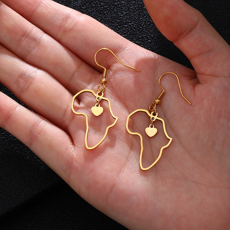 Orecchini a cuore geometrici dorati da donna, gioielli di moda in acciaio inossidabile, regalo elegante per lei