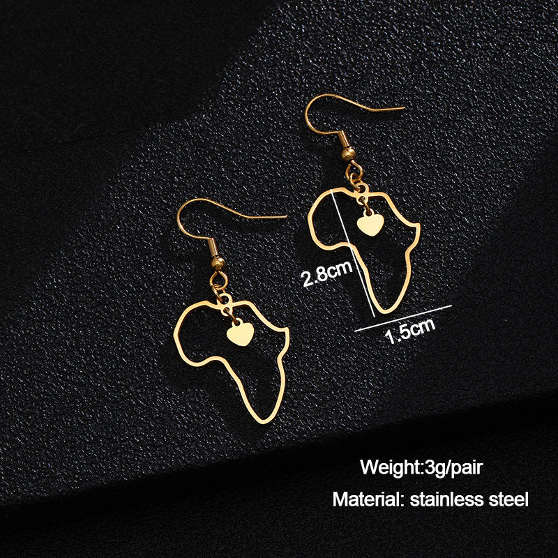 Orecchini a cuore geometrici dorati da donna, gioielli di moda in acciaio inossidabile, regalo elegante per lei