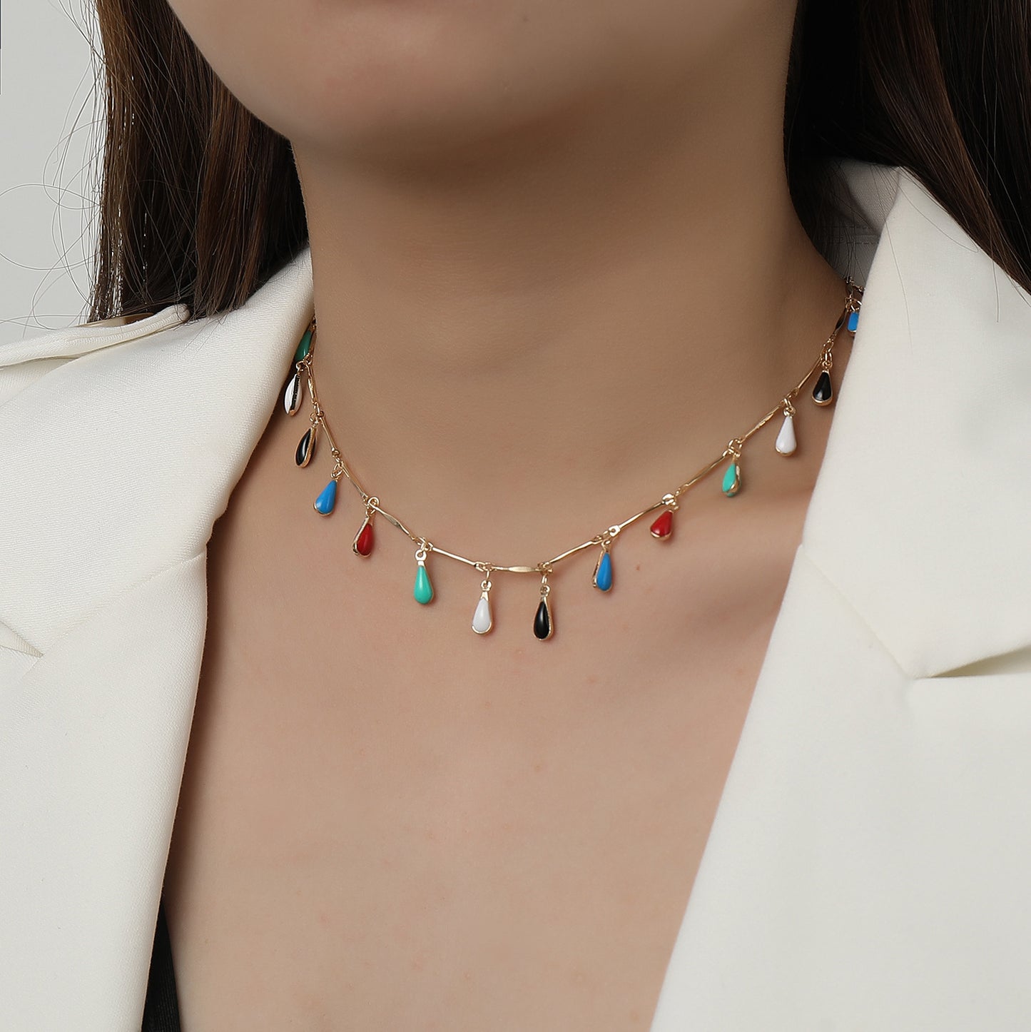 Women's Teardrop Alloy Pendant Necklace Hip-Hop Fashion Style Snake Chain