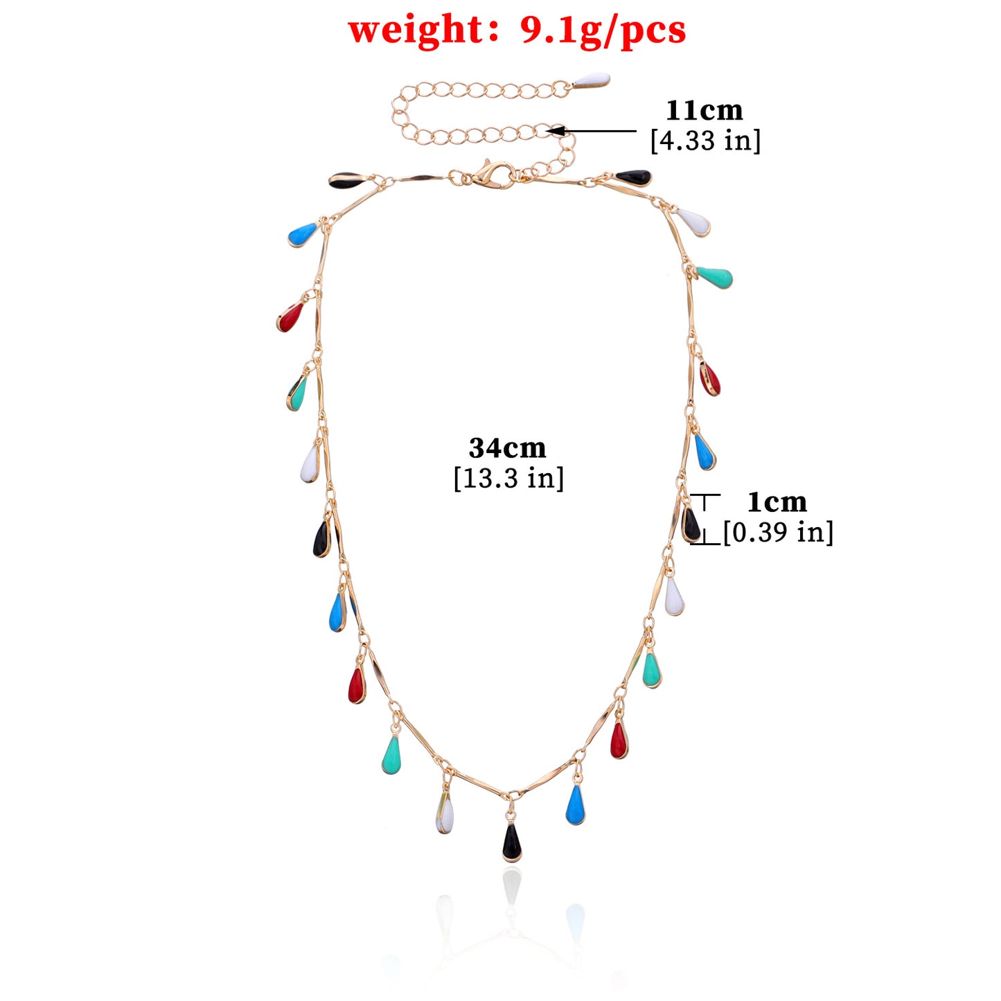 Women's Teardrop Alloy Pendant Necklace Hip-Hop Fashion Style Snake Chain